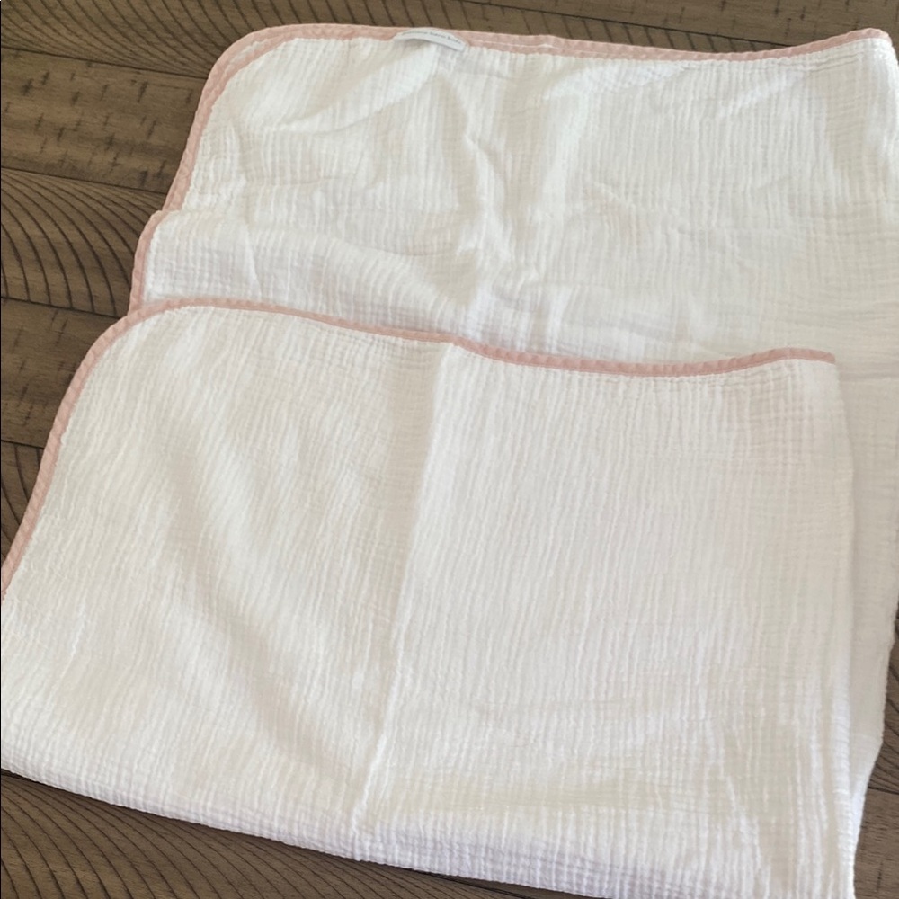 Pottery Barn Kids White Blanket with Pink Edging super soft